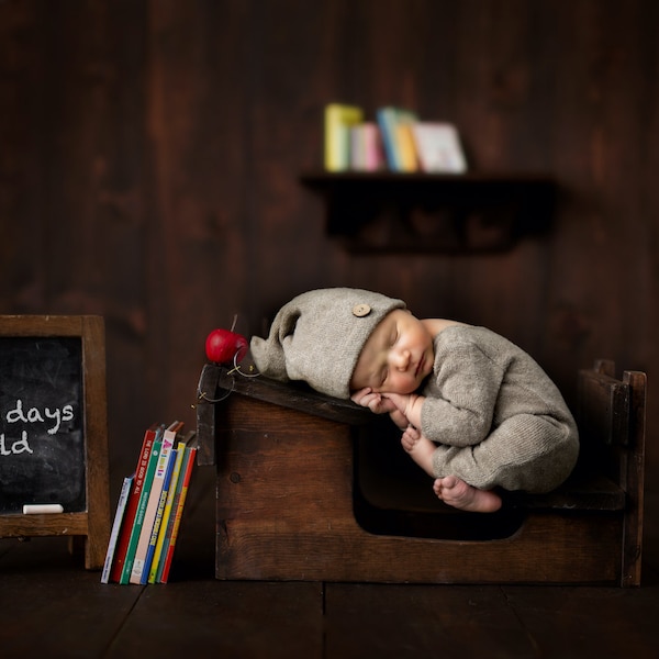 Fond numérique nouveau-né, vintage School Desk Newborn Photography Digital Prop, Toile de fond numérique nouveau-né