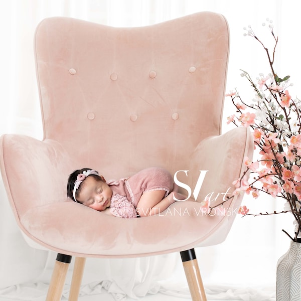 Newborn Digital Backdrop Newborn Digital Background Digital Pink Chair Prop for Newborn Photography Composite