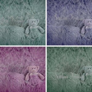 4 Digital Backdrops Newborn Photo Overlays - Newborn Digital Backgrounds - Digital Photo Props, Comfy Bed with a Cute Teddy Bear