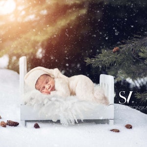 Newborn Digital Backdrop Woodland Backdrop Snow Forest Backdrop Newborn Digital Background