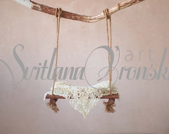 Newborn Digital Backdrop Digital Photo Prop Hanging Wooden Swing for Newborn Photography High Res jpeg file