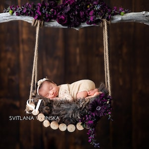 Newborn Digital Backdrop Floral Hanging Swing Newborn Digital Background