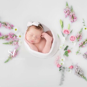 Newborn Digital Backdrop Floral Milk Bath Backdrop Newborn Digital Background Milk Crown