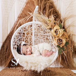 Newborn Digital Backdrop BOHO Floral Dreamcatcher Swing for Newborn Photo Composite Newborn Digital Background