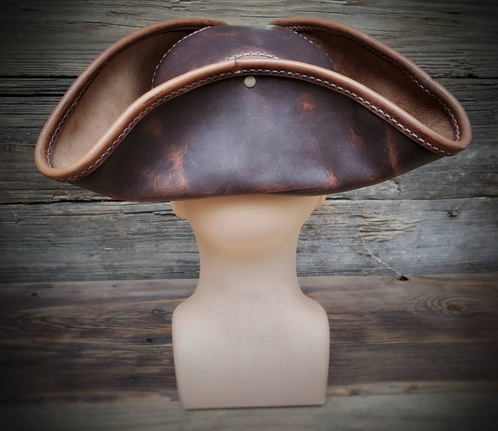 Leather Tricorn pirate Hat Etsy
