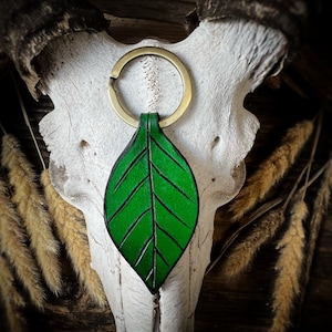 Handmade Leather Leaf Keyring