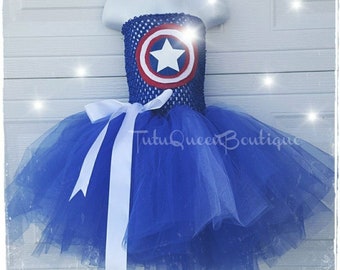 Captain America Costume Super Hero Tutu Dress Girl Toddler Baby Costume Birthday