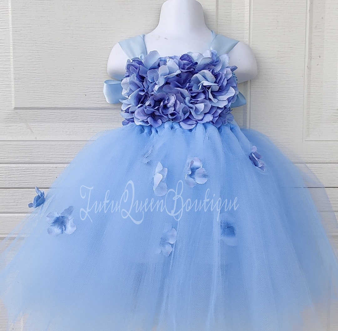 Blue Tutu Dress Baby Toddler Girl Birthday Dress Hydrangea Dress