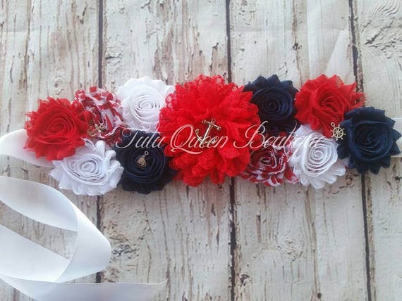 Nautical Maternity Sash Patriotic Belly Bump American Flag Sash