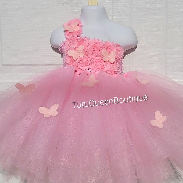 Pink Butterfly Tutu Dress, Baby Dress ,Toddler Dress, Girl Dress, Butterfly Birthday Dress ,Cake Smash , lilac Wedding