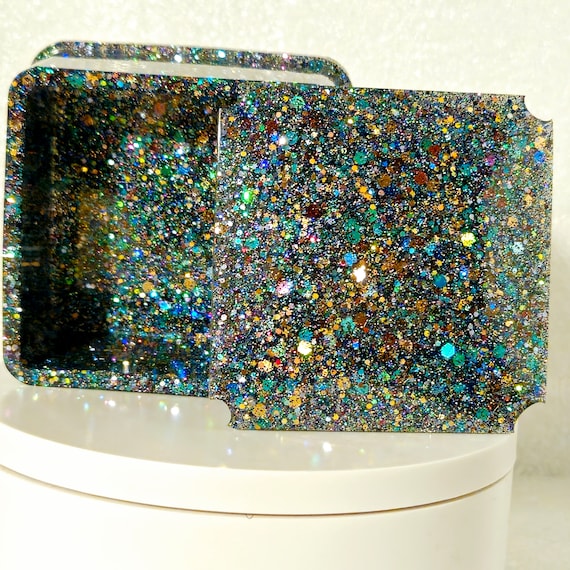 Galaxy Glitter Square Jewelry Box, Colorful Trinket Box, Resin