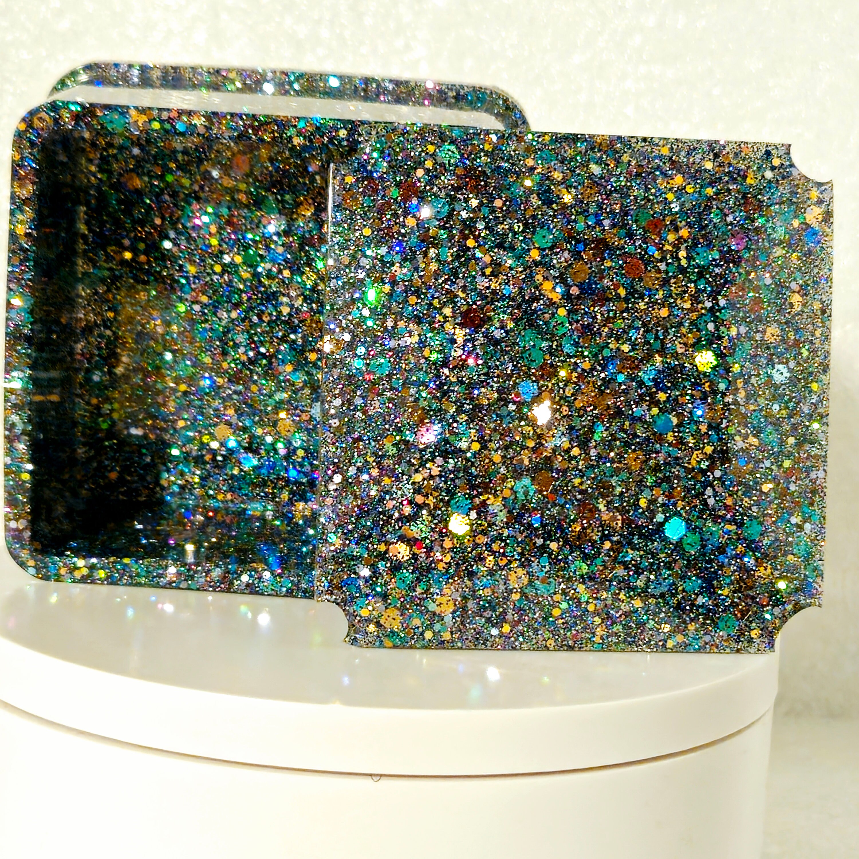 Galaxy Glitter Square Jewelry Box, Colorful Trinket Box, Resin