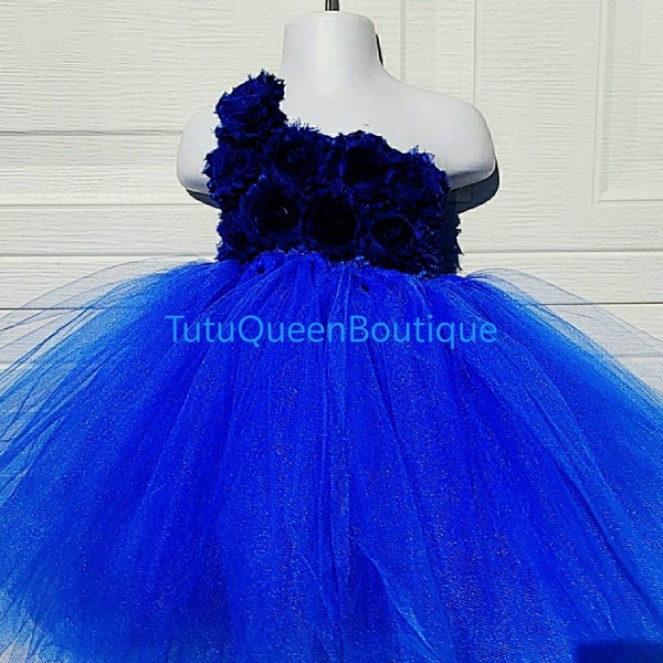 Pearl Tutu Tulle Dress in Royal Blue