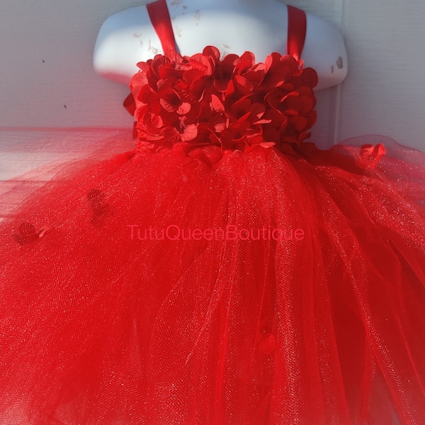 Red Flower Tutu Dress Baby Toddler Girl Birthday Dress Cake Smash  Pink Wedding