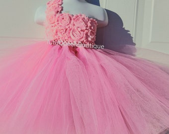 Pink Tutu Dress, Baby Toddler, Girl Birthday Dress ,Cake Smash, Pink  Wedding