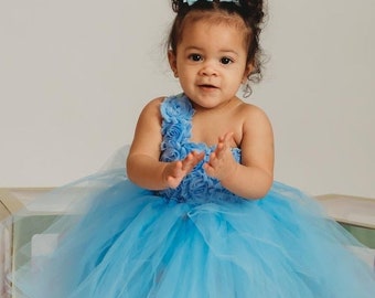 Turquoise Blue Tutu Dress Baby Toddler Girl Birthday Dress Cake