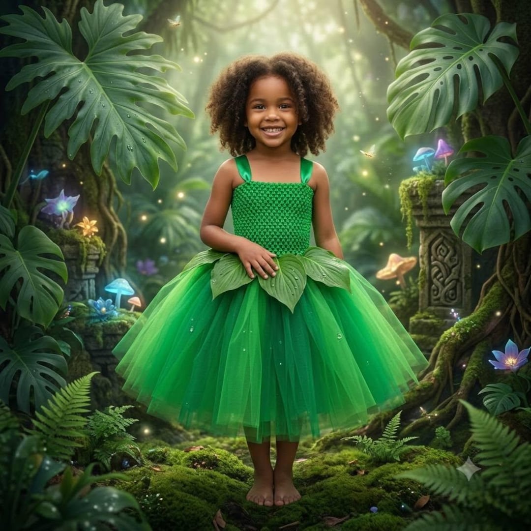 Green Tutu Dress Girl Costume Jungle Birthday
