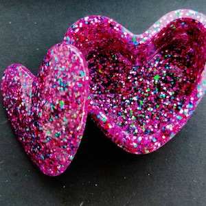 Glitter Pink Heart Jewelry Box Opal Colorful Trinket Box Resin Epoxy Box