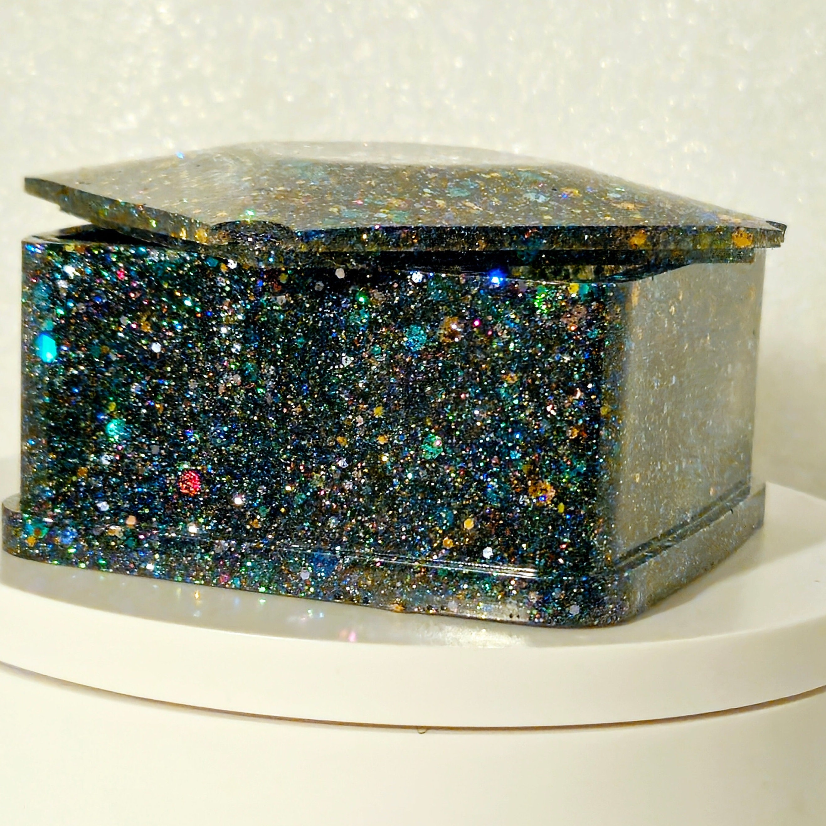 Galaxy Glitter Square Jewelry Box, Colorful Trinket Box, Resin