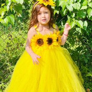 Sunflower Dress, Yellow Tutu Dress, Baby Tutu, Girl Sunflower Flower Girl Dress, Birthday Dress, Ready to Ship