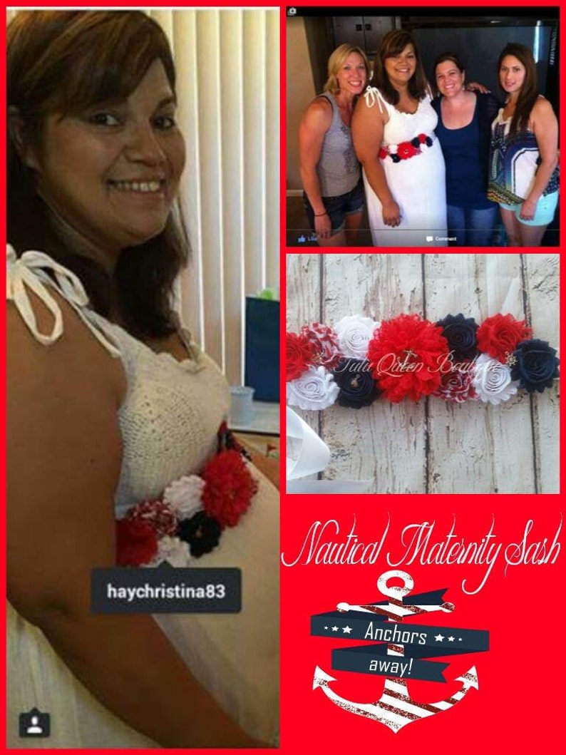 Nautical Maternity Sash Patriotic Belly Bump American Flag Sash