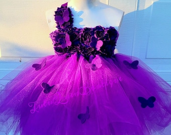 Purple Butterfly Tutu Dress, Baby Dress ,Toddler Dress, Girl Dress, Butterfly Birthday Dress ,Cake Smash , Plum Wedding