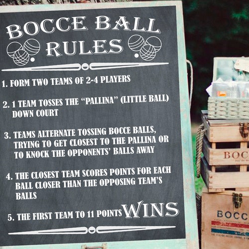 Bocce Ball Rules Bocce Ball Sign Poster Outdoor Party Games Etsy