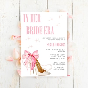 Bride Era Bridal Shower Invitation: Pink Watercolor Shoes (Digital Download)