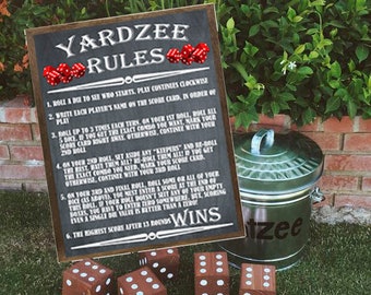 Yardzee Rules, Yahtzee Instructions, Yard Games, Outdoor Party Games, Wedding Lawn Games, Yardzee Wedding Games