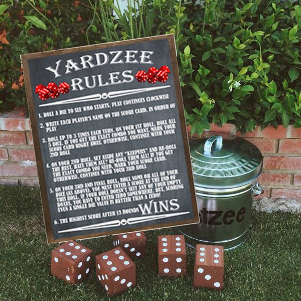 Yardzee Rules, Yahtzee Instructions, Yard Games, Outdoor Party Games, Wedding Lawn Games, Yardzee Wedding Games