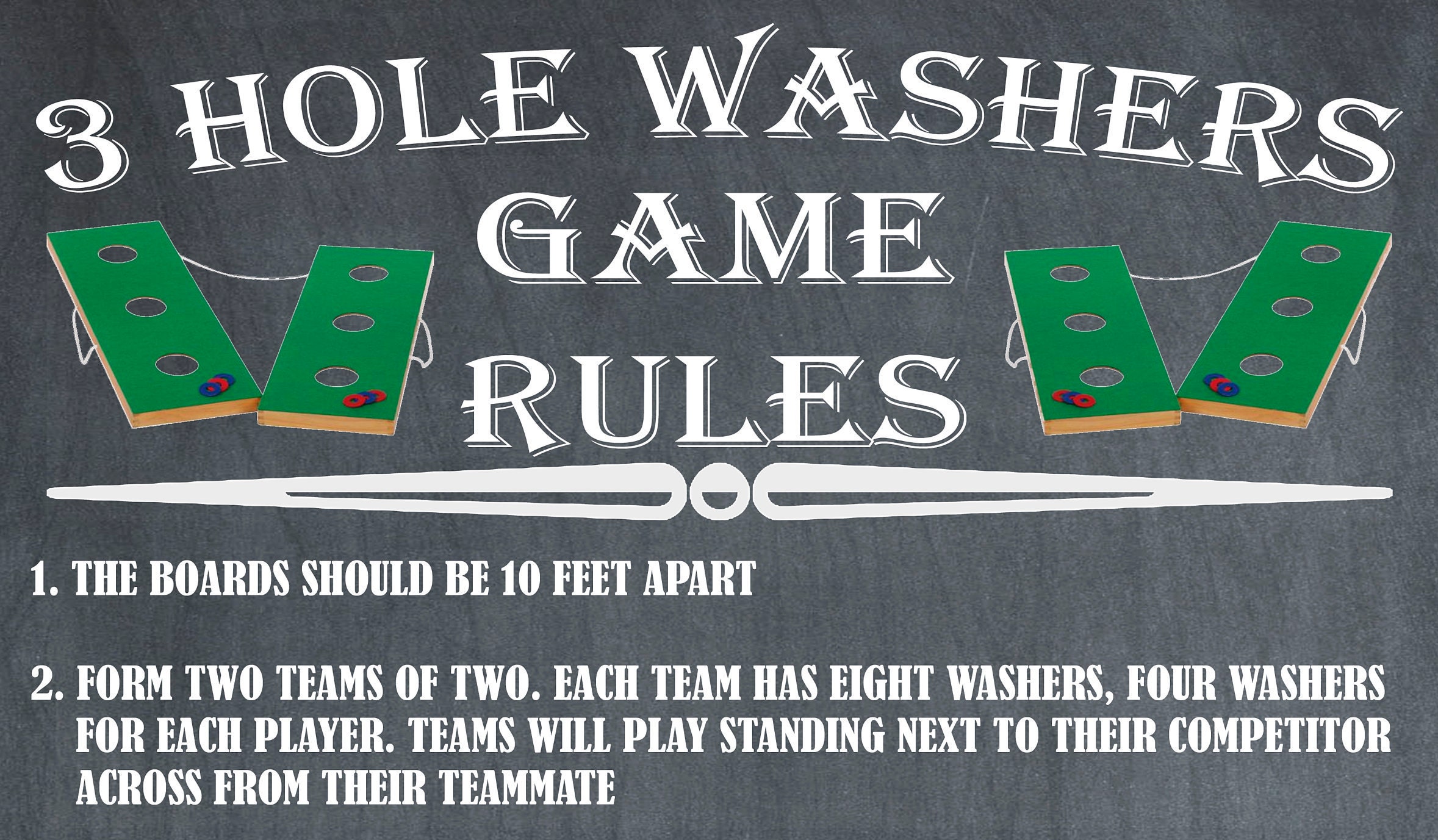 Yard Games 3 Hole Washers Sign Poster Rules Outdoor Party Etsy