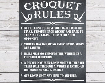 Croquet Rules Sign: Yard Game Instructions (Digital Download)