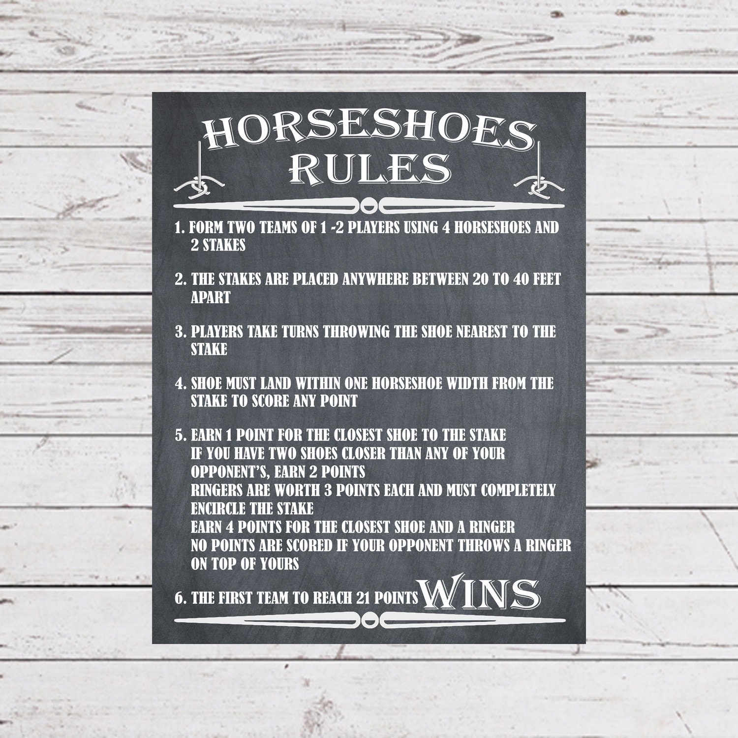 Horseshoes Rules, Horseshoes Instructions, Yard Games, Outdoor Game,  Horseshoes Sign, Outdoor Party Game, Backyard Game, Wedding Lawn Game 