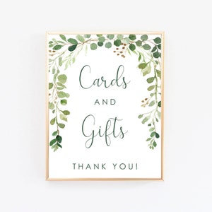 Cards and Gifts Sign: Elegant Greenery Wedding Decor (Digital Download)