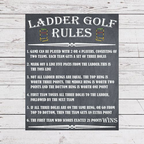 Ladder Golf Rules Ladder Toss Ladder Ball Yard Games Etsy