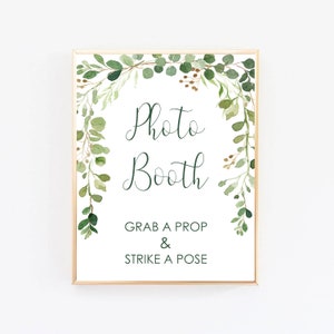 Greenery Photo Booth Sign: Wedding Bridal Shower Decor (Digital Download)
