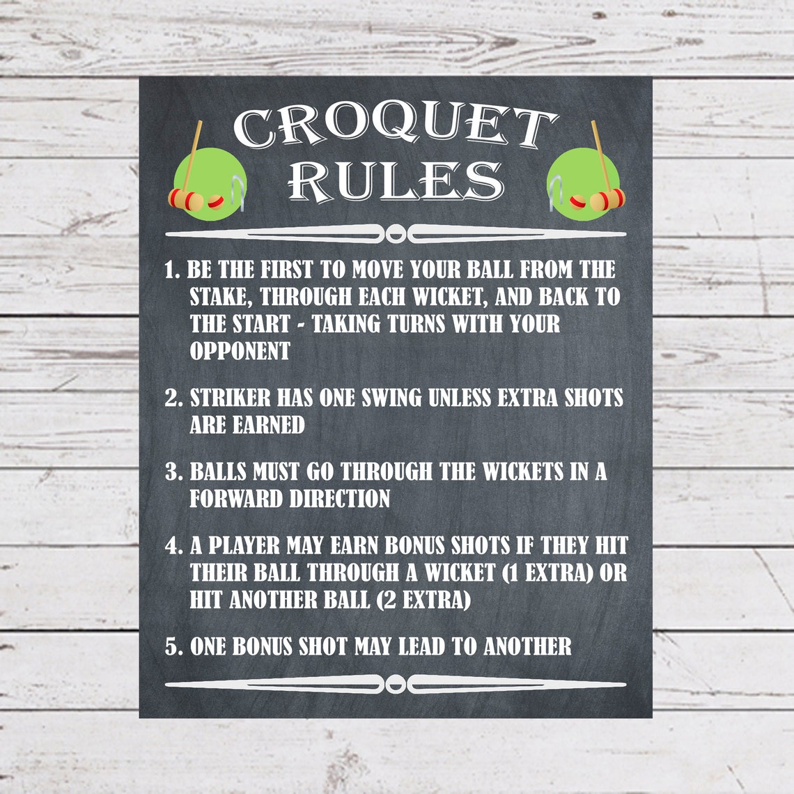 Croquet Rules Instructions Yard Games Croquet Sign Outdoor Etsy