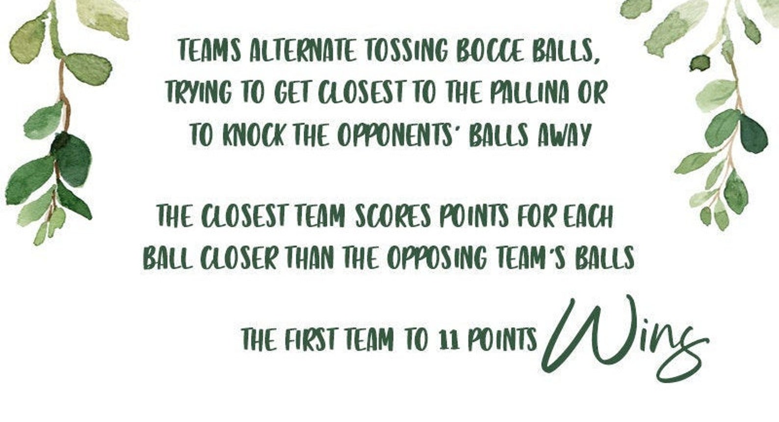 Bocce Ball Rules Bocce Ball Sign Poster Outdoor Party Games Etsy