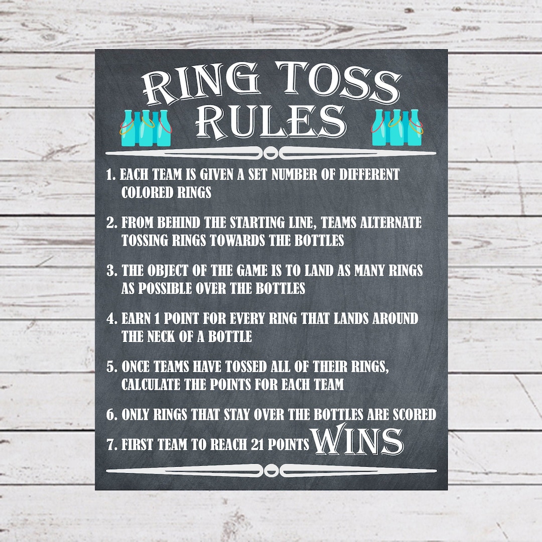 Bottle Ring Toss Sign Poster Yard Games Ring Toss Rules Etsy Canada