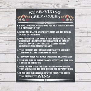 Kubb Viking Chess Rules Print: Yard Game Instructions (Digital Download)