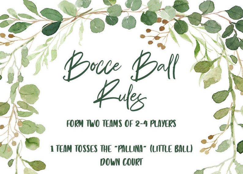 Bocce Ball Rules Bocce Ball Sign Poster Outdoor Party Games Etsy