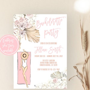Tropical Bachelorette Party Invitation: Boho Pampas Grass (Digital Download) image 1