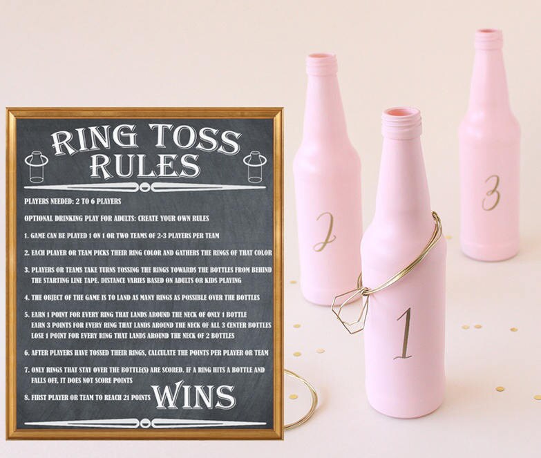 Yard Games Bottle Ring Toss Sign Poster Ring Toss Rules