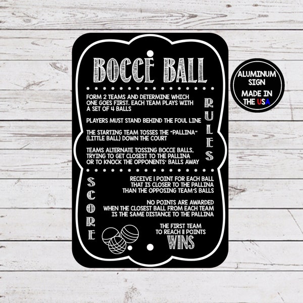 Bocce Ball Rules Aluminum Sign, Bocce Rules, Yard Games, Wedding Lawn Games, Outdoor Party Games, Backyard Games, Airbnb Signs, VRBO Signs