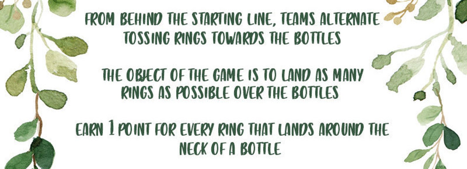 Bottle Ring Toss Sign Poster Ring Toss Rules Outdoor Party Etsy