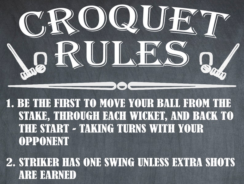 Croquet Rules Instructions Yard Games Croquet Sign Outdoor Etsy