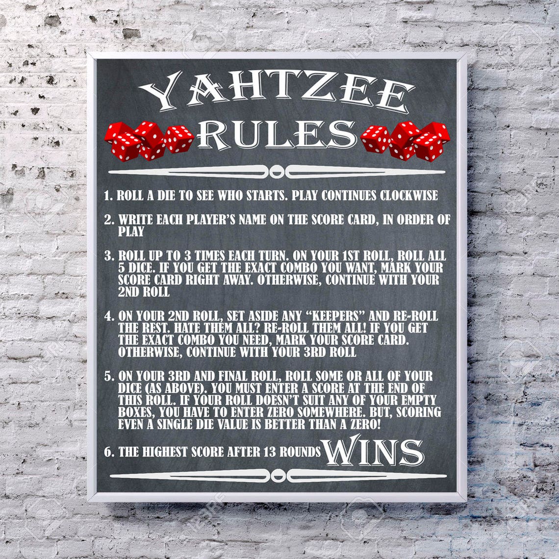 Yahtzee Yahtzee Rules Yahtzee Sign Poster Outdoor Party Etsy