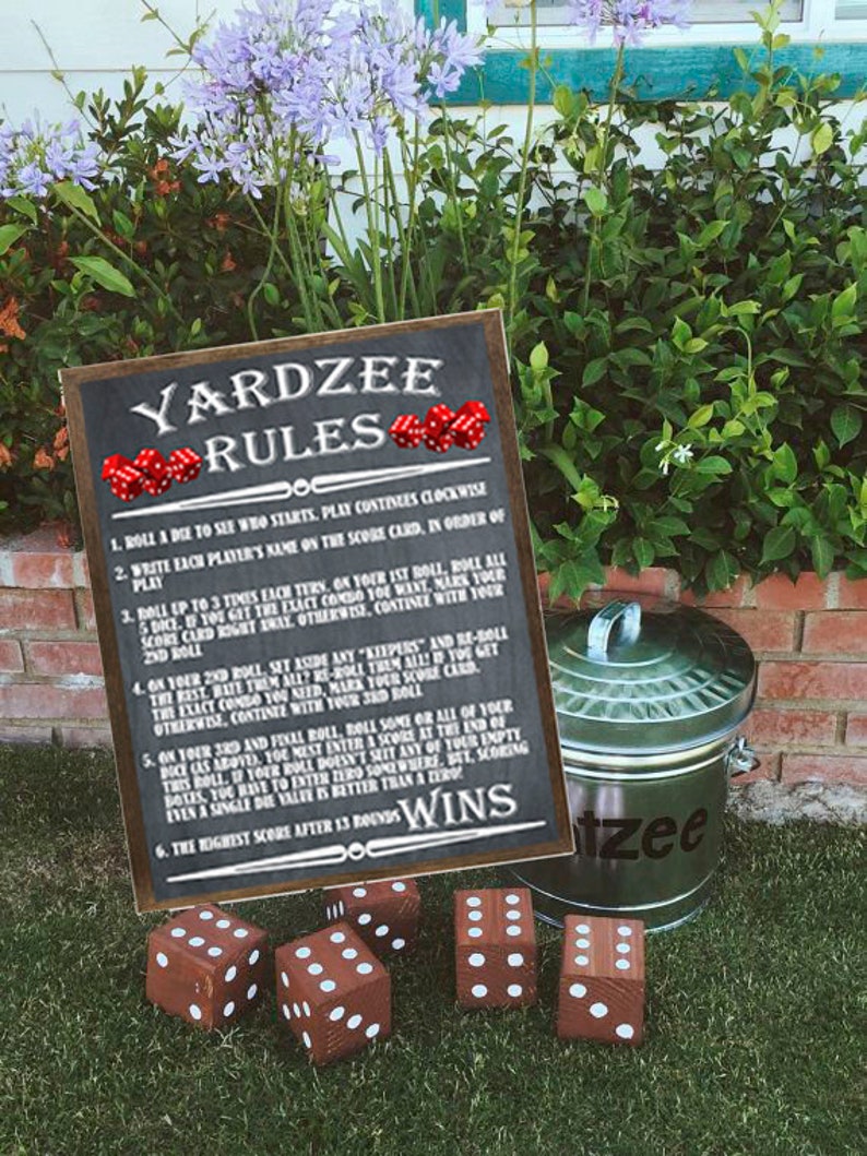 yardzee rules yahtzee instructions yard games outdoor party etsy