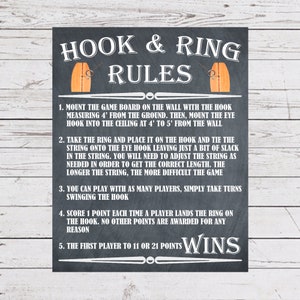 Hook and Ring Rules, Ring Toss Instructions, Yard Game Signs, Outdoor Party Games, Wedding Lawn Games, Wedding Games, Backyard Games