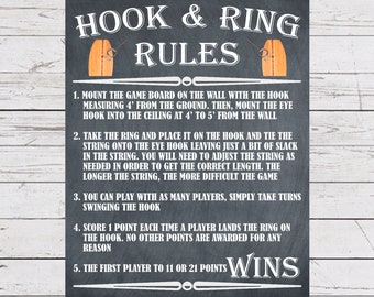 Hook and Ring Rules, Ring Toss Instructions, Yard Game Signs, Outdoor Party Games, Wedding Lawn Games, Wedding Games, Backyard Games